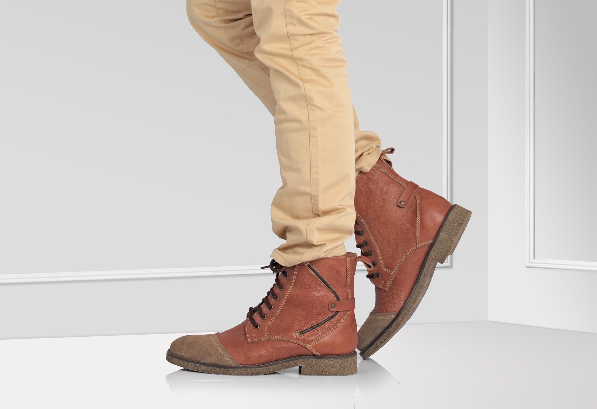 Genuine Brown Leather Boots - Tattaglia, SAHA3216CRZCUR - Showcase Image 1