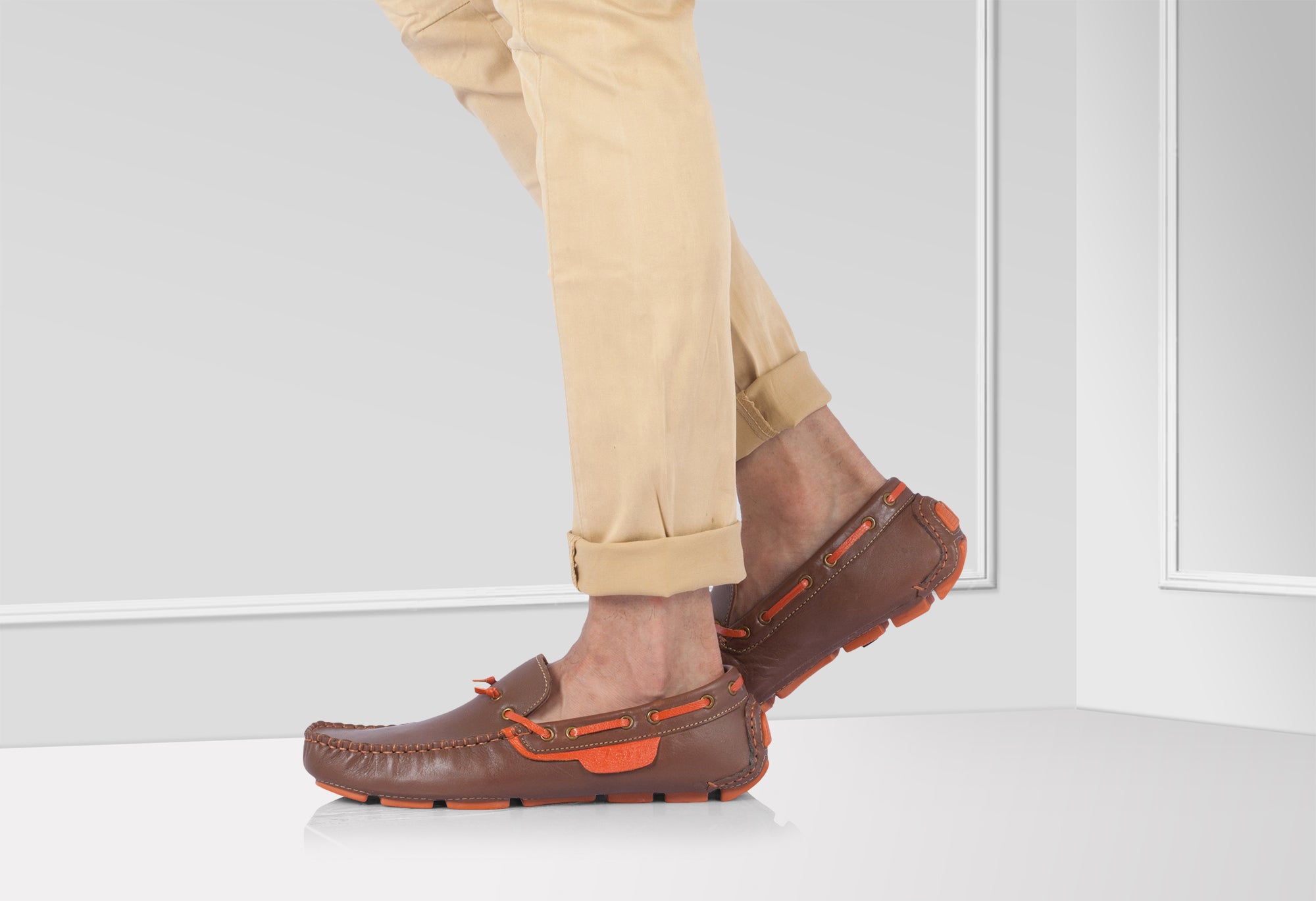 Genuine Leather Tan Driving Shoes - ZN2341TANSPRT - Showcase Image 1