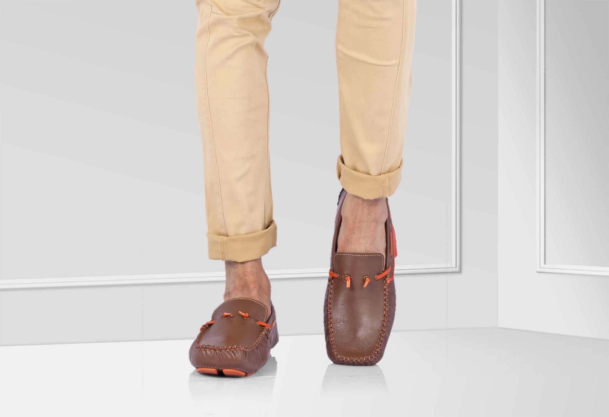Genuine Leather Tan Driving Shoes - ZN2341TANSPRT - Showcase Image 2