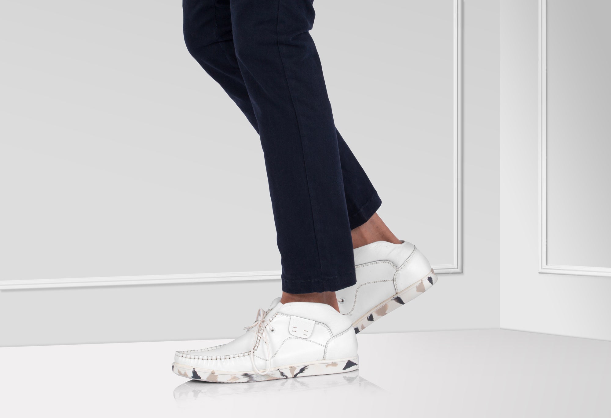 Pure Leather Mid Ankle, White Boots - Bieber, LIV0504CAMWH - Showcase Image 1