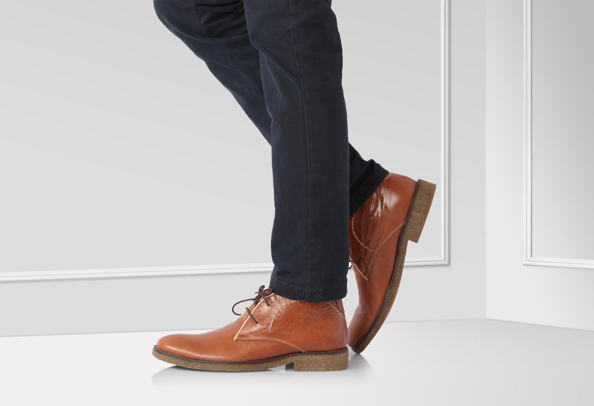 Pure Leather Tan Color Desert Boots - Sahara, SAHA3209TRCRNC - Showcase Image 1