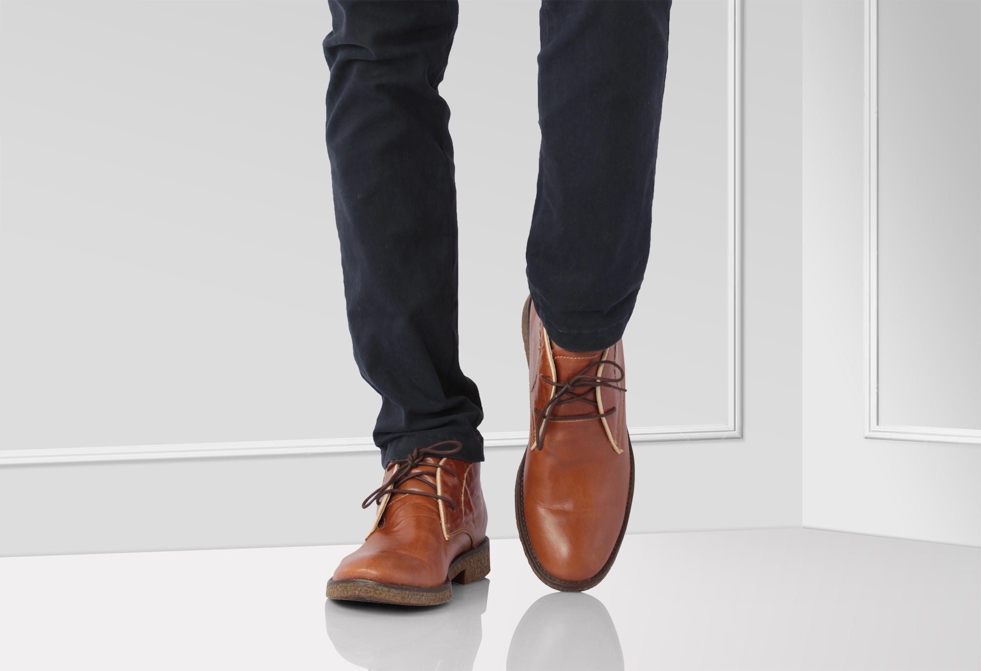 Pure Leather Tan Color Desert Boots - Sahara, SAHA3209TRCRNC - Showcase Image 2