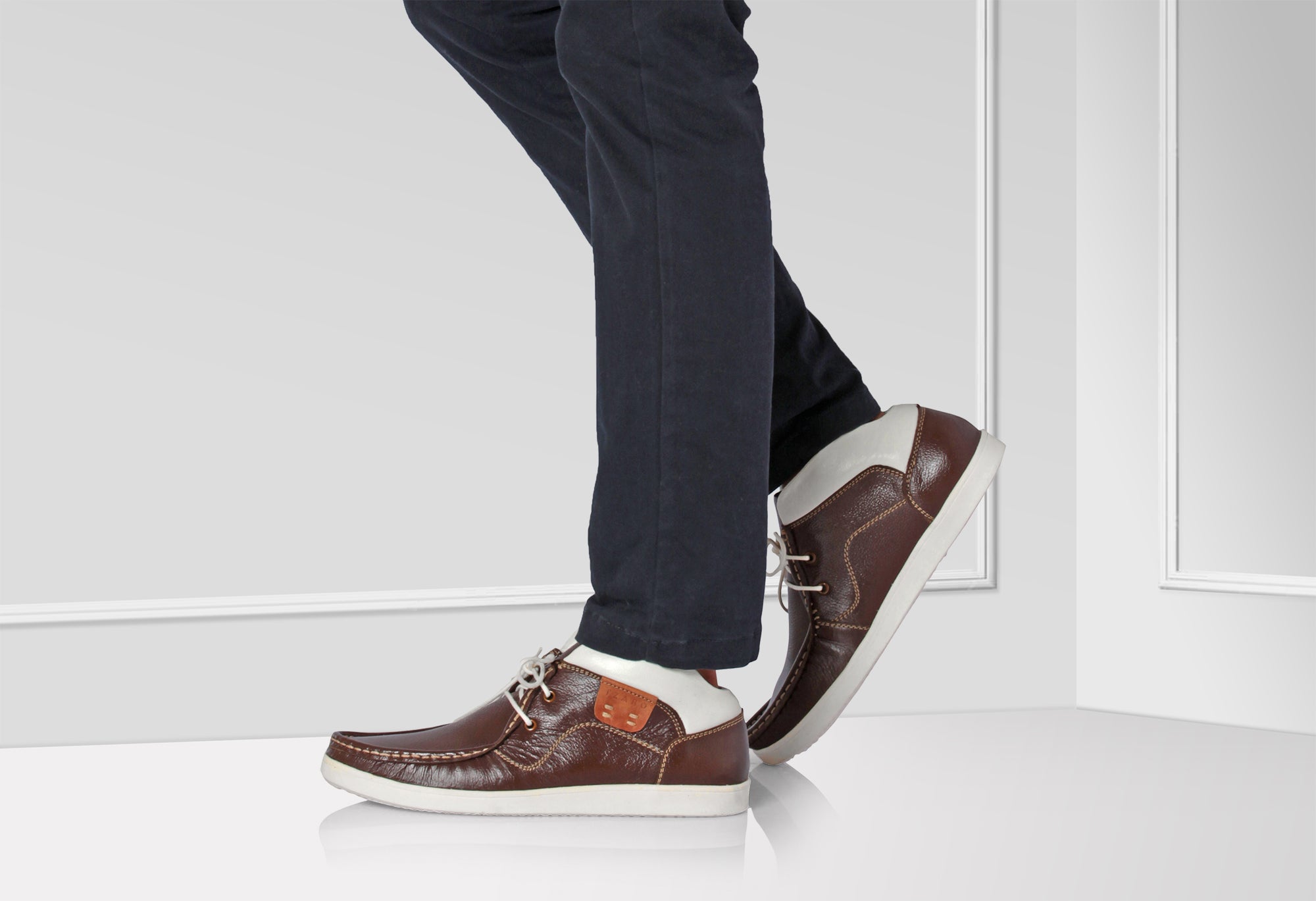 Pure Leather Mid Ankle, Brown Boots - Choco-Bismark, LIV0501BRWN - Showcase Image 1