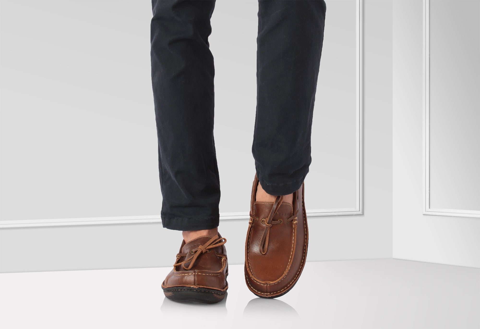 Pure Leather Stitch Down Boat Shoe - Fredo, DM5506BRWNOP - Showcase Image 2