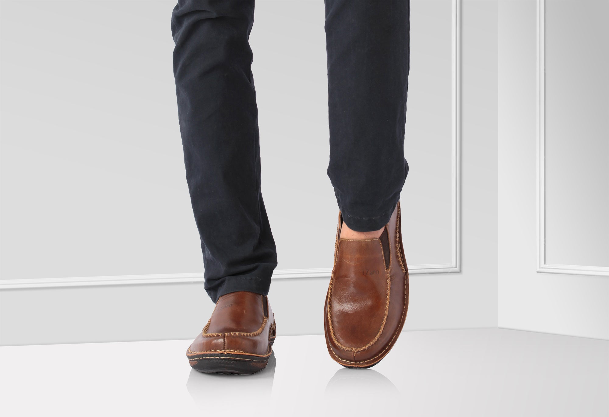 Pure Leather Brown Slip-on Shoes - Beaver, DM5507BRWBT - Showcase Image 2