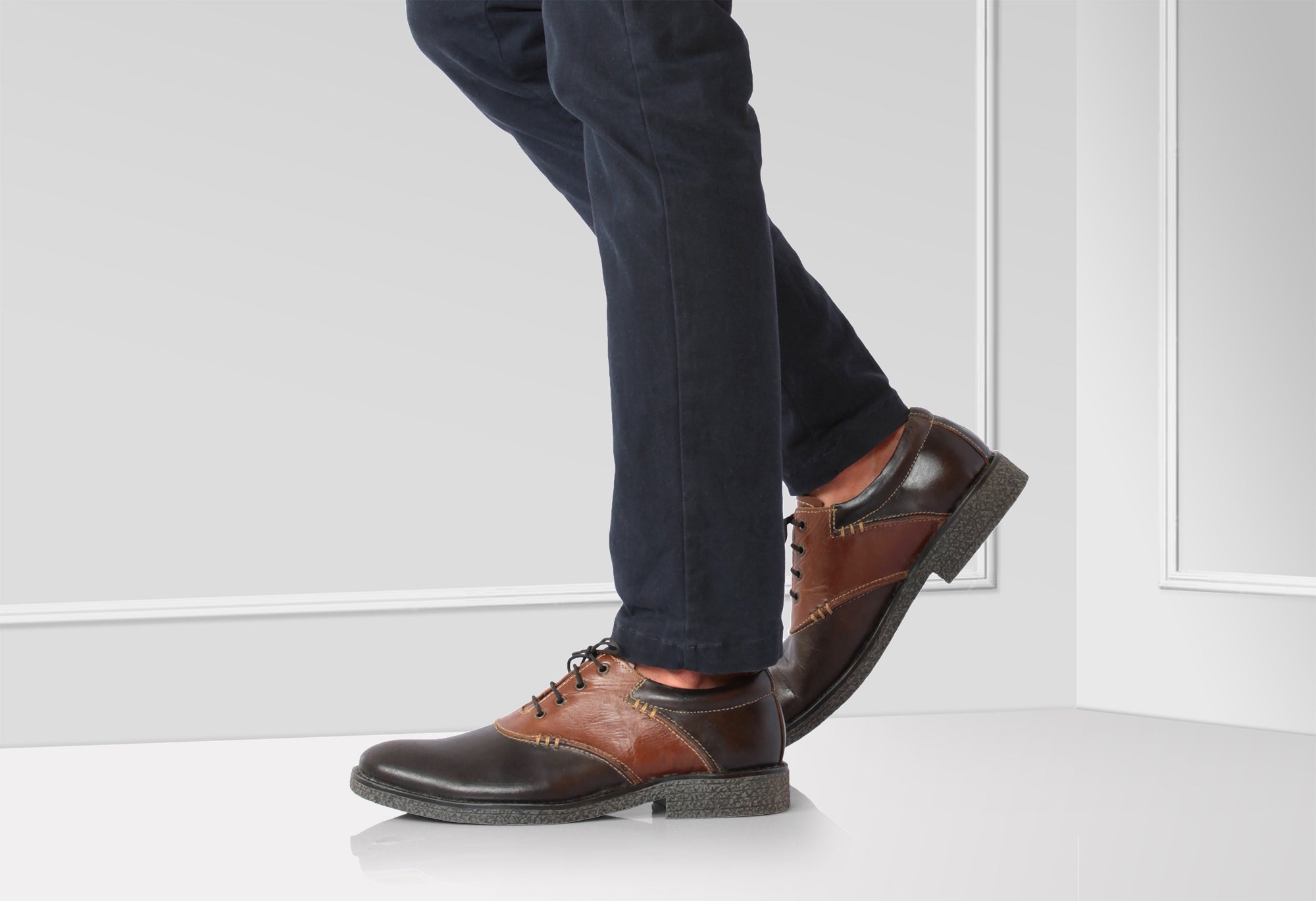 Pure Leather Black & Tan Derby - Elton, SH3220SDBLK - Showcase Image 2