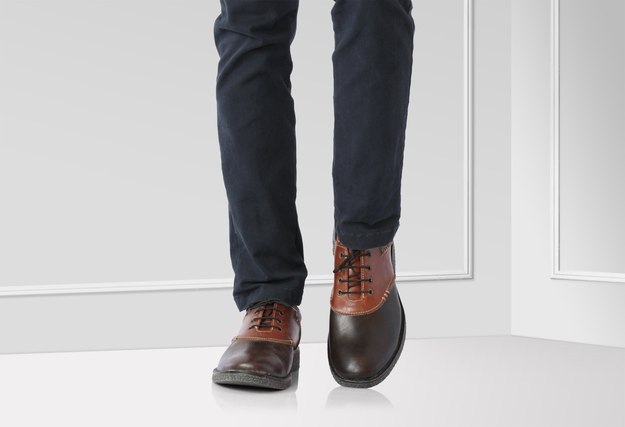 Pure Leather Black & Tan Derby - Elton, SH3220SDBLK - Showcase Image 1