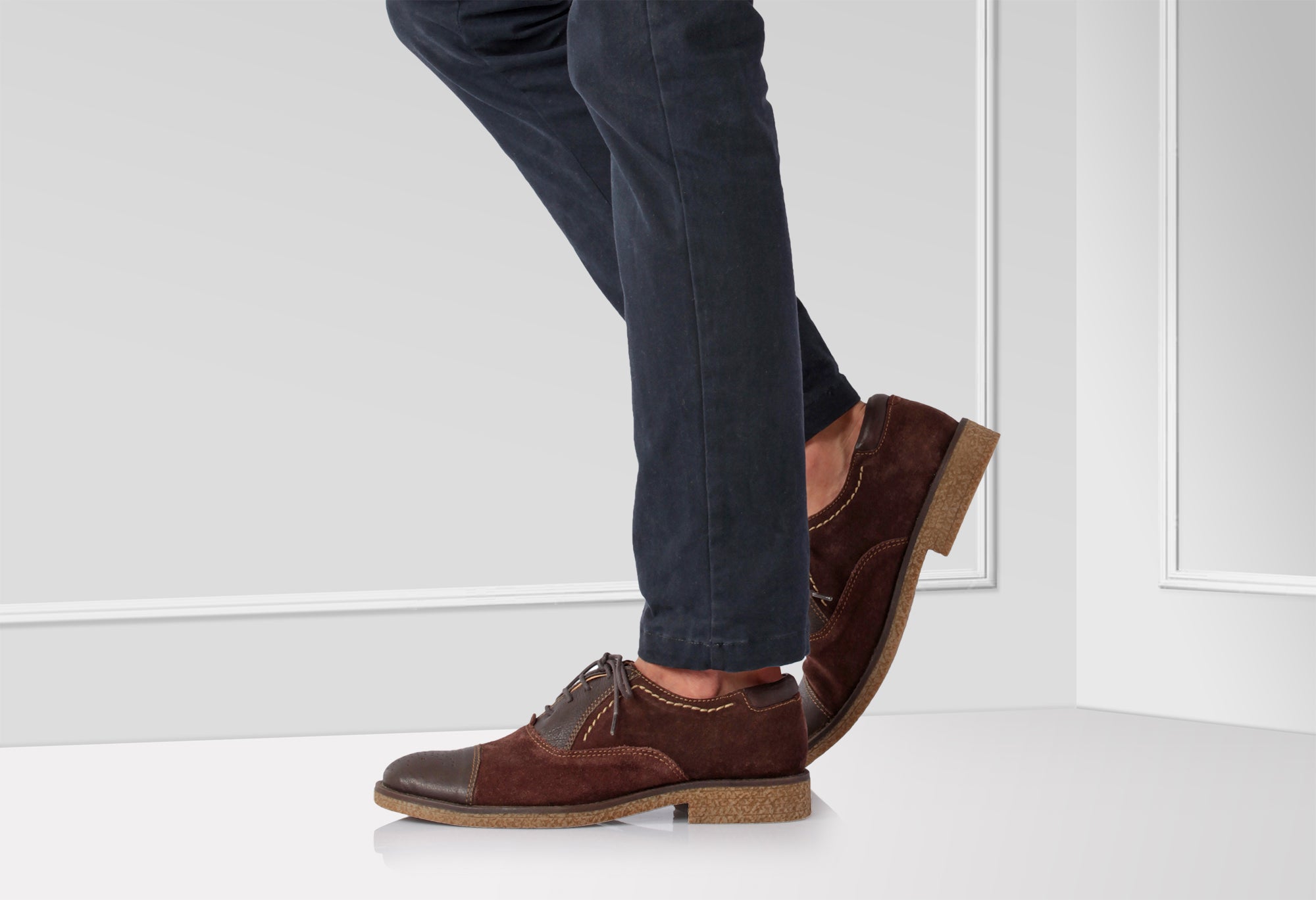 Pure Leather Oxford Shoes - Trinity (Choco), SAH3212SUDLCHOC - Showcase Image 1