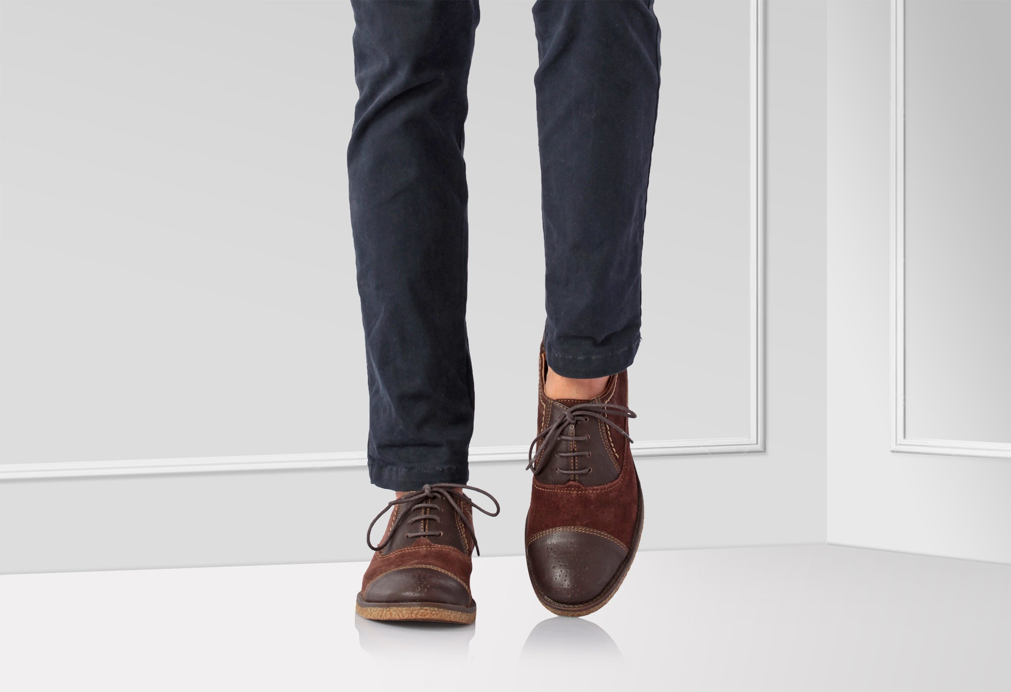 Pure Leather Oxford Shoes - Trinity (Choco), SAH3212SUDLCHOC - Showcase Image 2