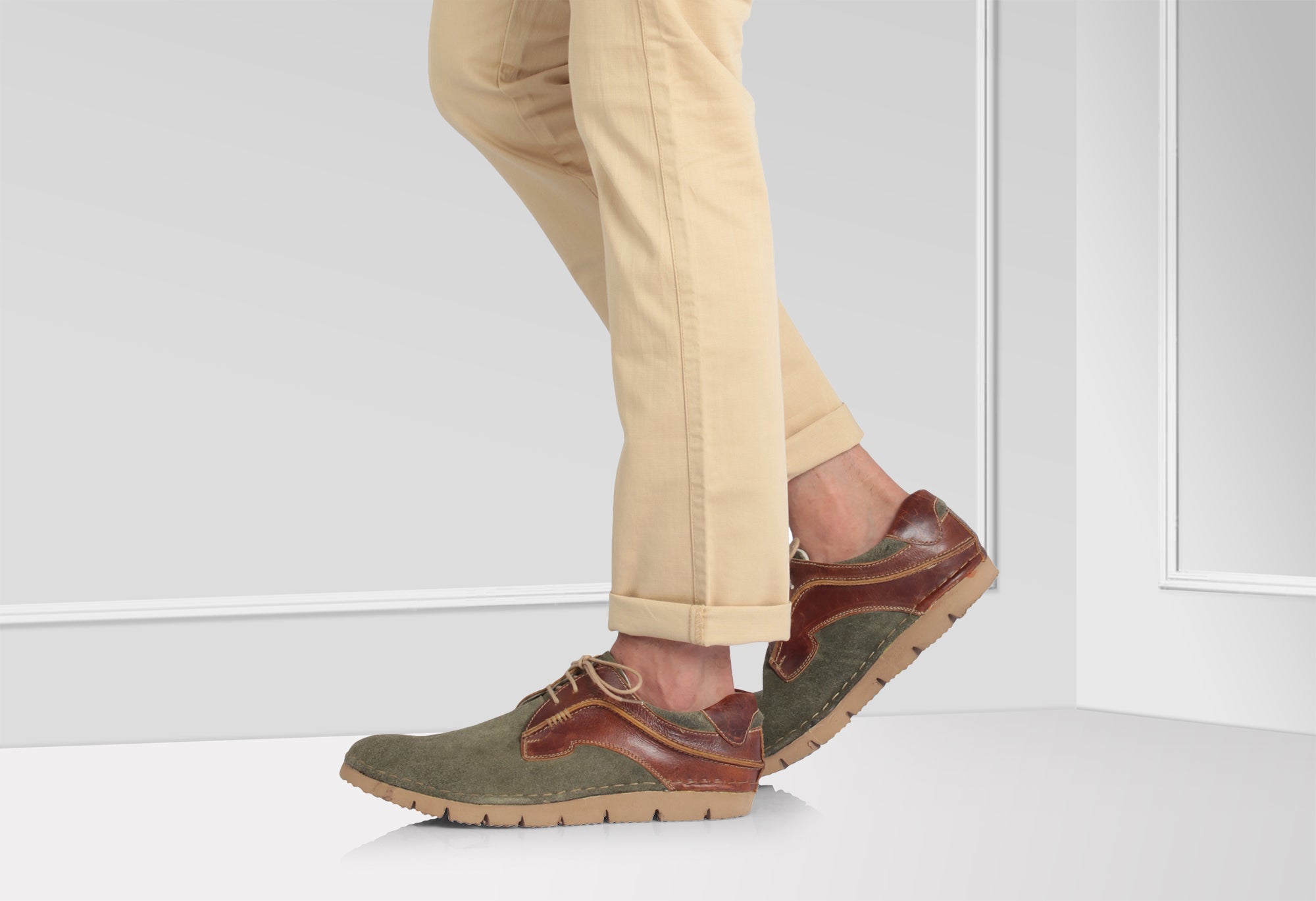 Pure Leather Low Ankle Olive Green Derby - Amazon, AG7705WVGR - Showcase Image 1