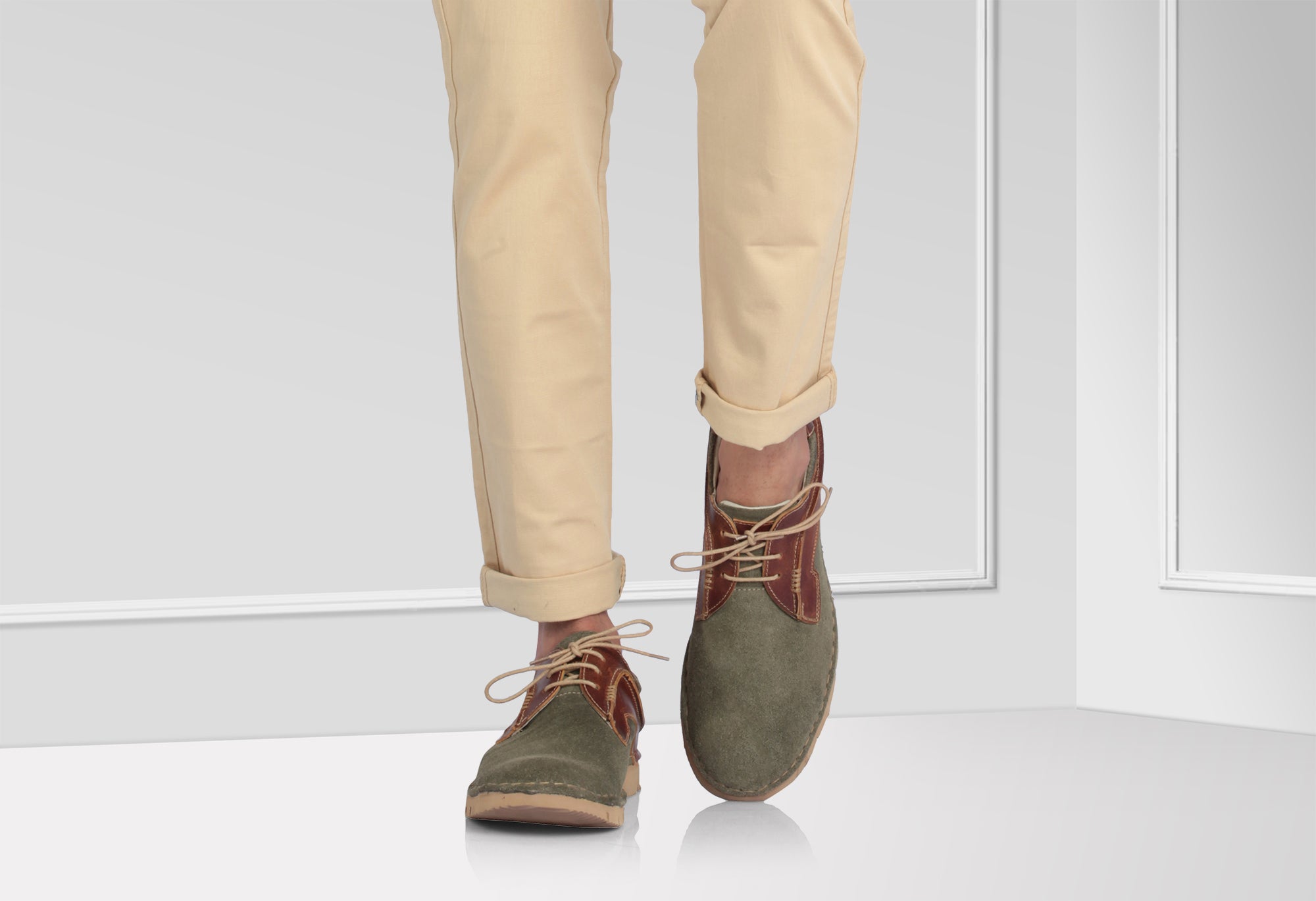 Pure Leather Low Ankle Olive Green Derby - Amazon, AG7705WVGR - Showcase Image 2
