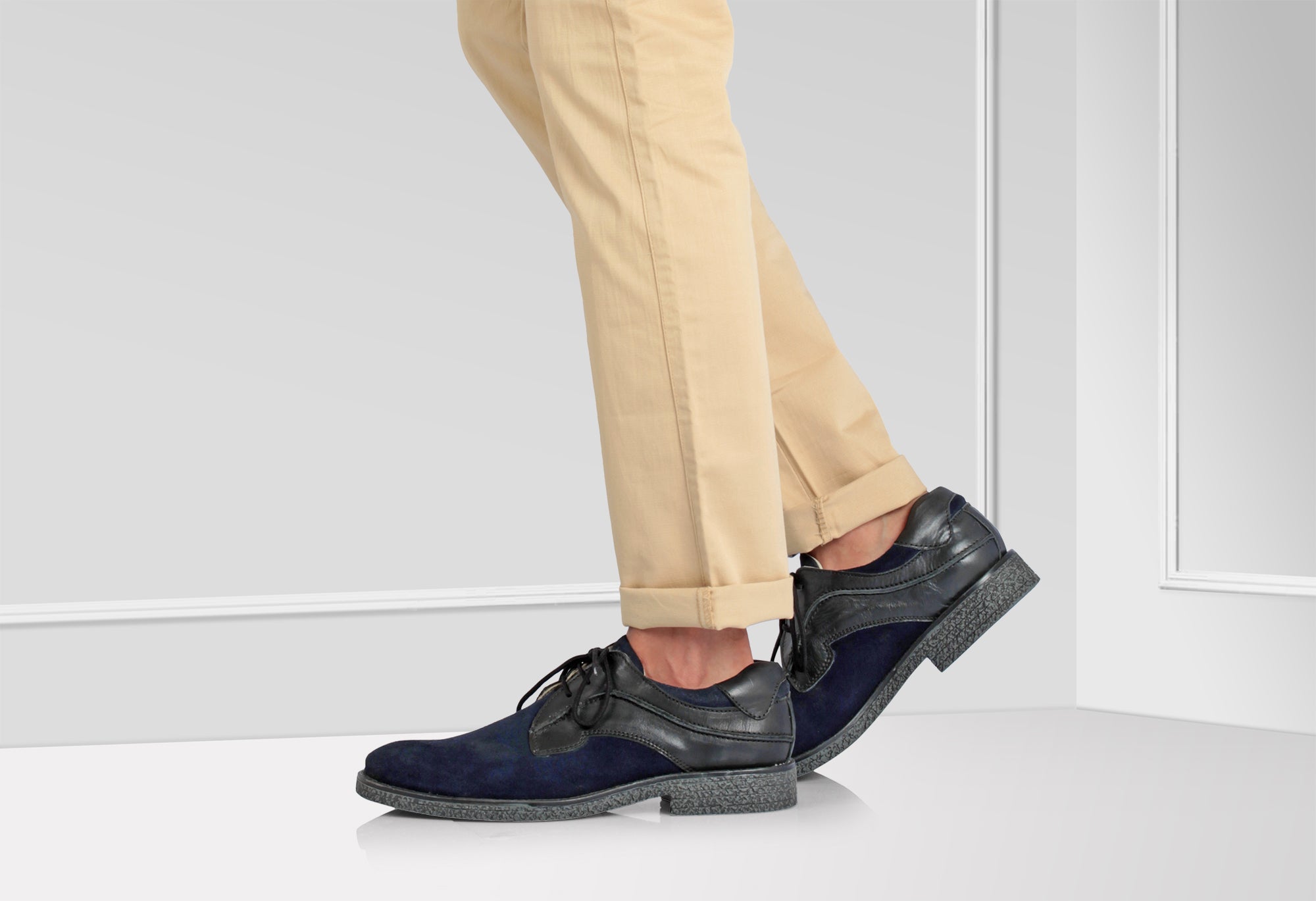 Pure Leather Blue Color Derby - SH3219WVBLBK - Showcase Image 1