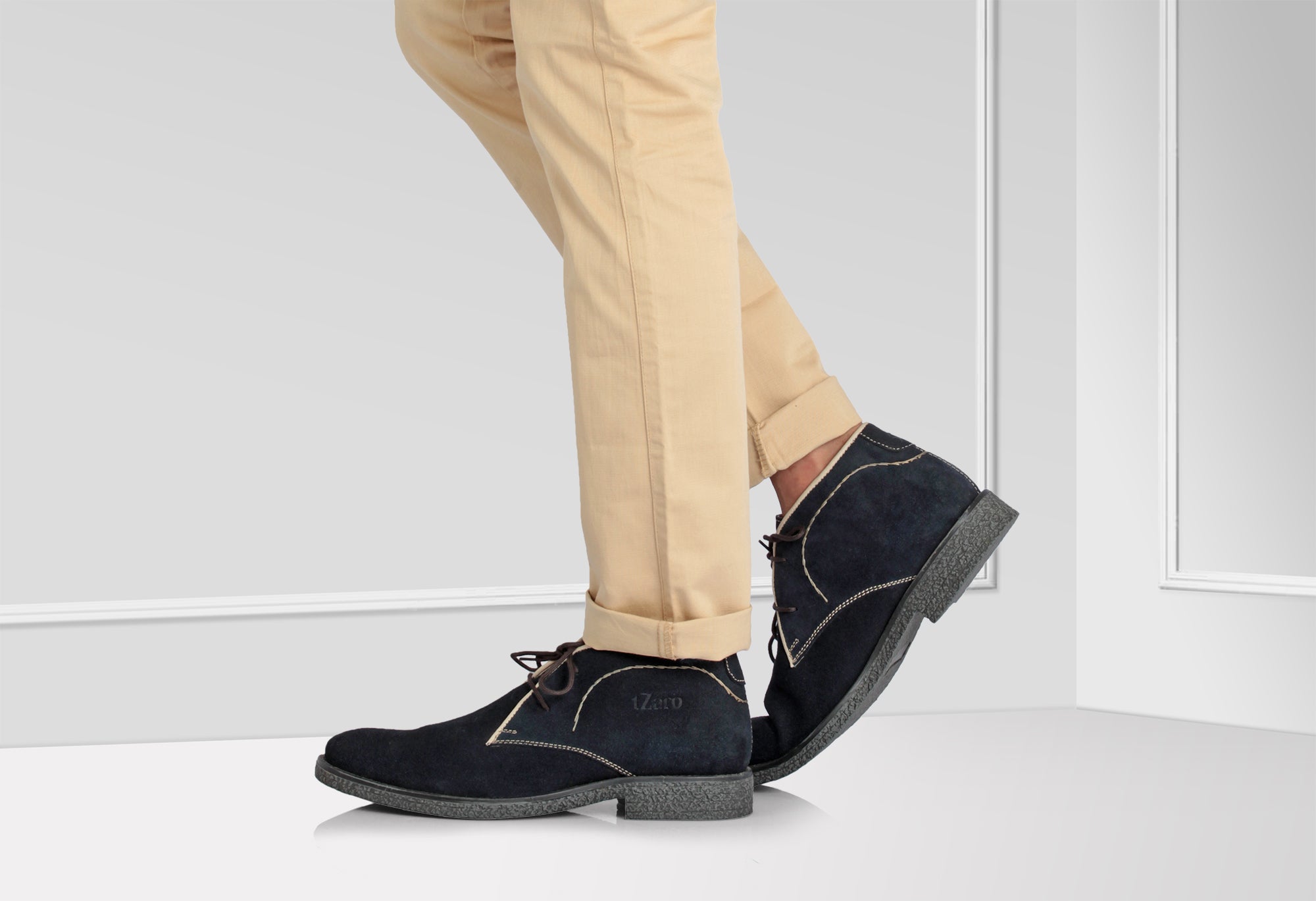 Pure Leather Blue Color Desert Boots - Blue Dune, SAHA3212SUDBLU - Showcase Image 1