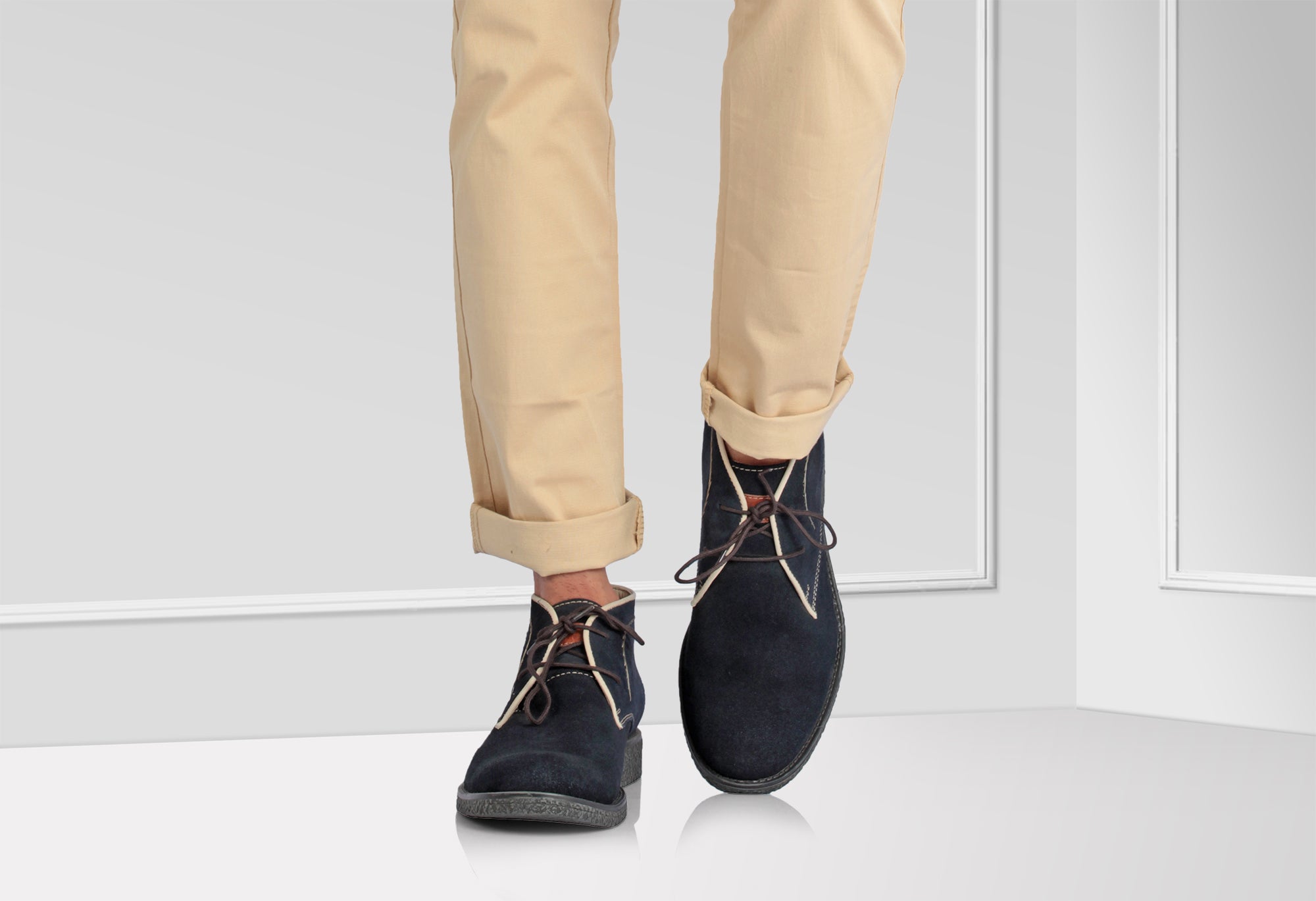 Pure Leather Blue Color Desert Boots - Blue Dune, SAHA3212SUDBLU - Showcase Image 2
