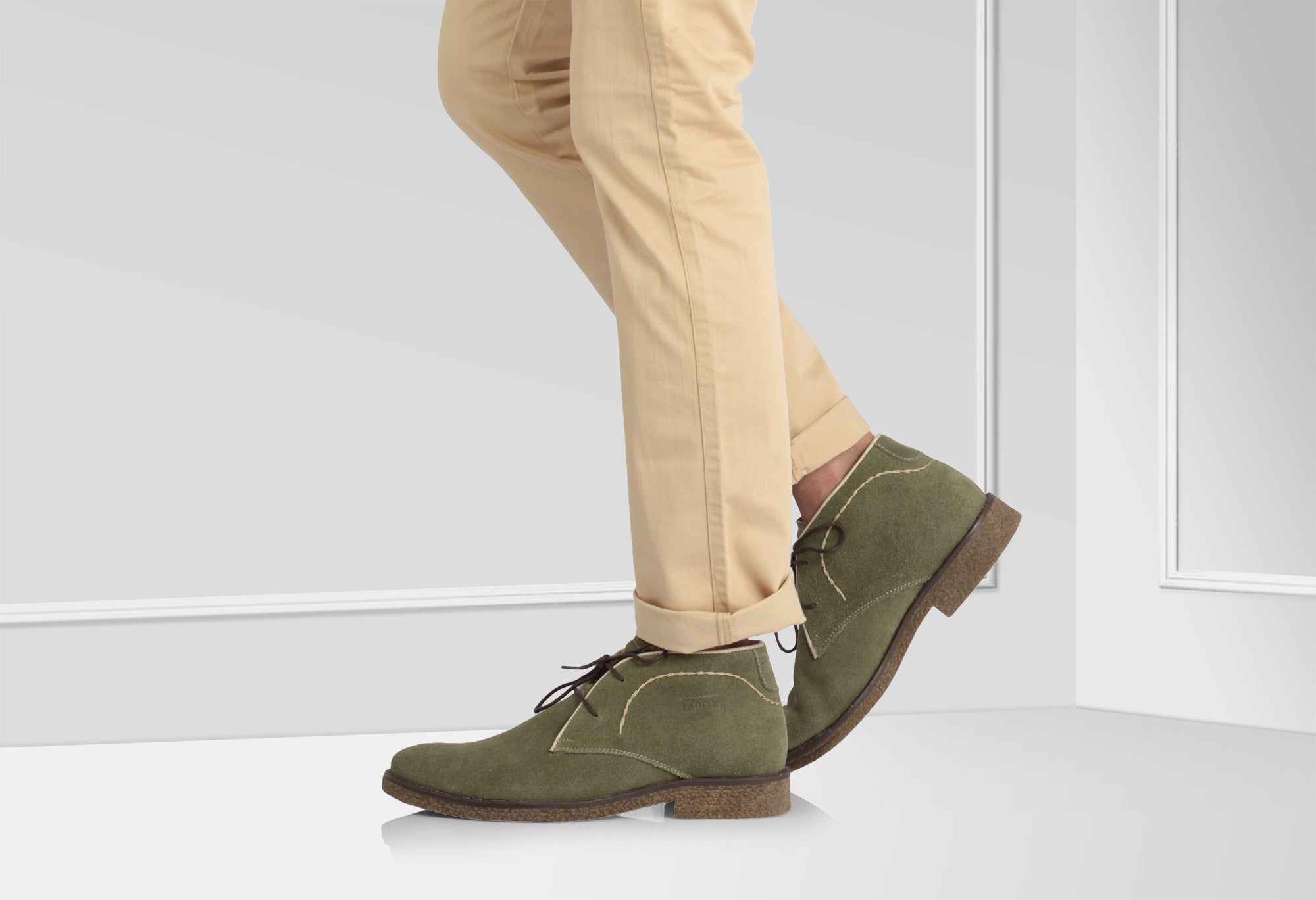 Pure Leather Olive Green Desert Boots - Dune (OG), SAHA3210SUDOLV - Showcase Image 1