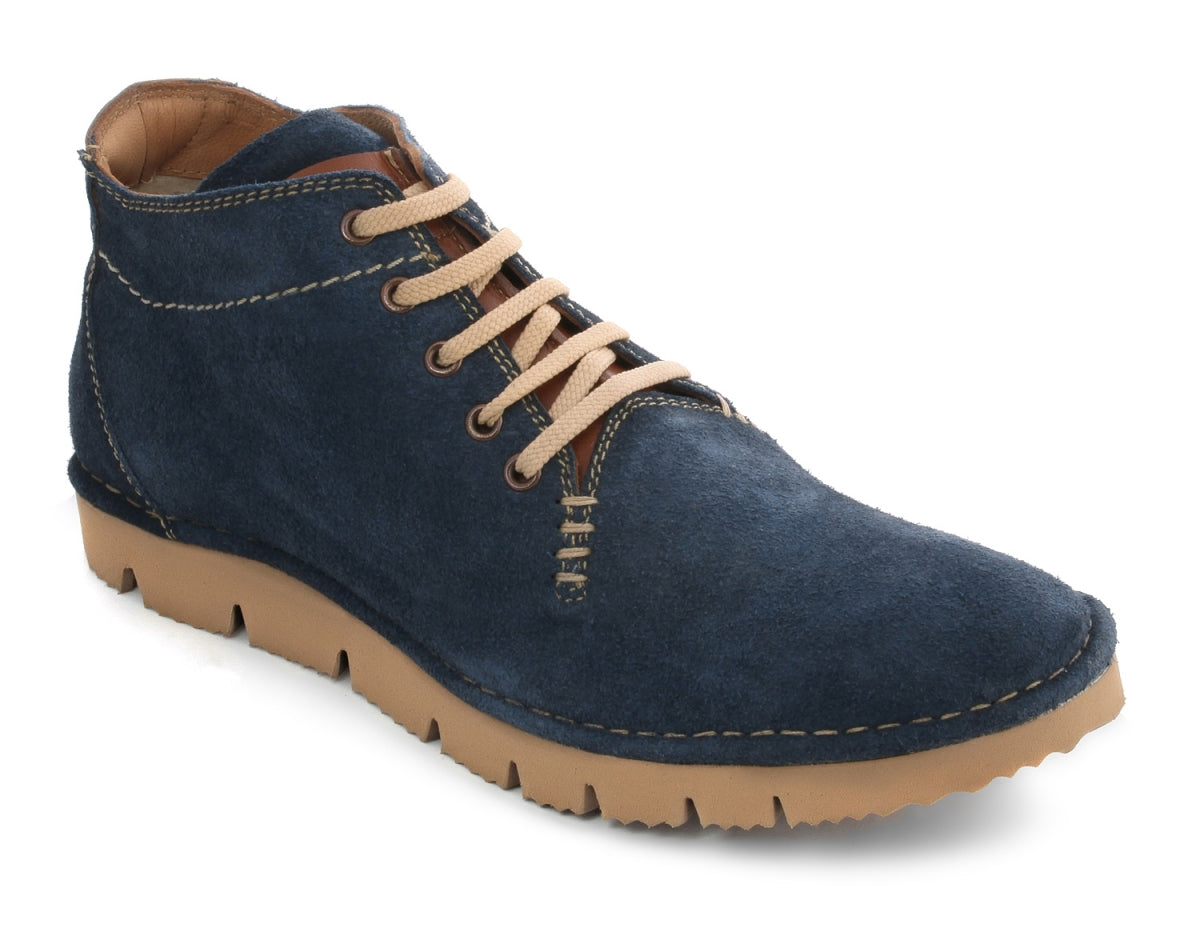 Navy Blue Leather Low Ankle Boots for Men Online