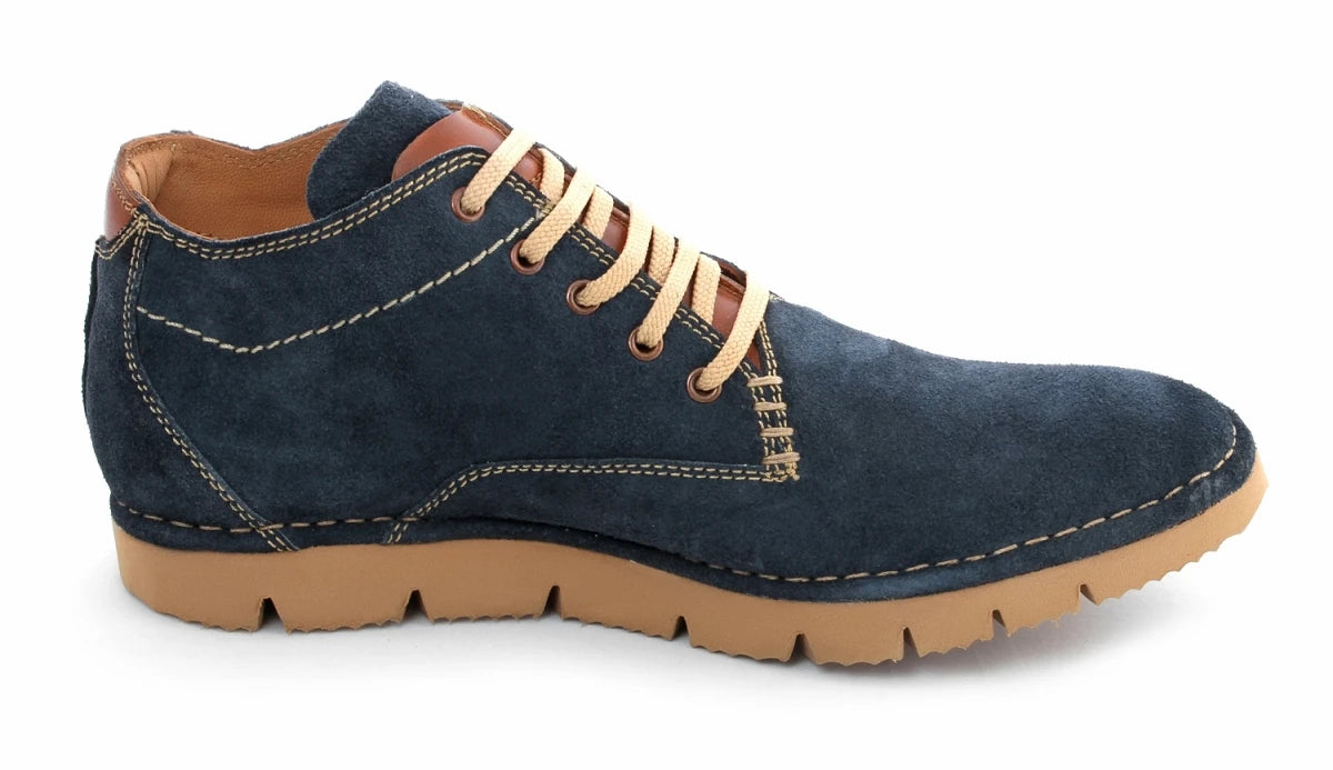 Pure Leather Navy Blue Low Ankle Boots - Blue Luke, AG7702BLU
