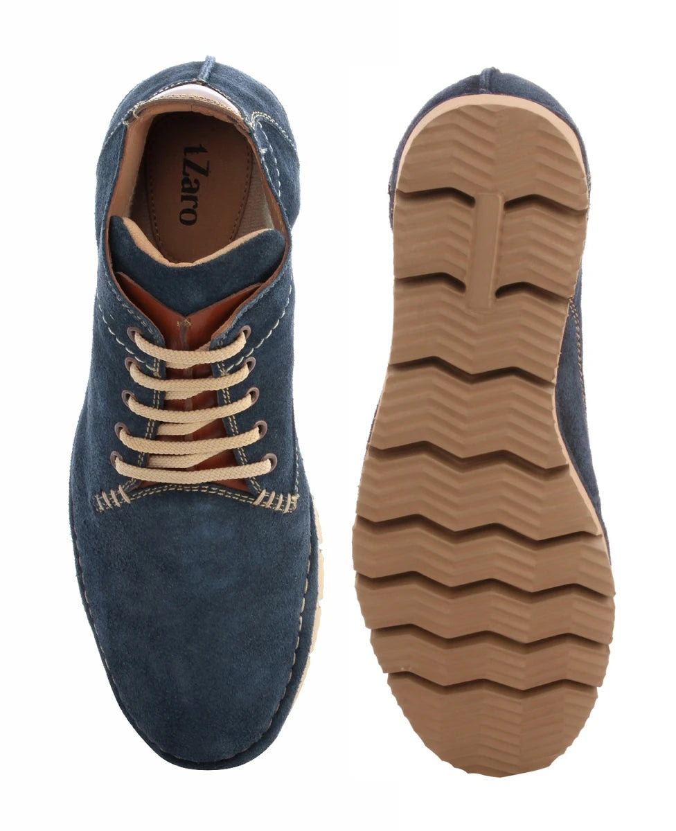 Pure Leather Navy Blue Low Ankle Boots - Blue Luke, AG7702BLU