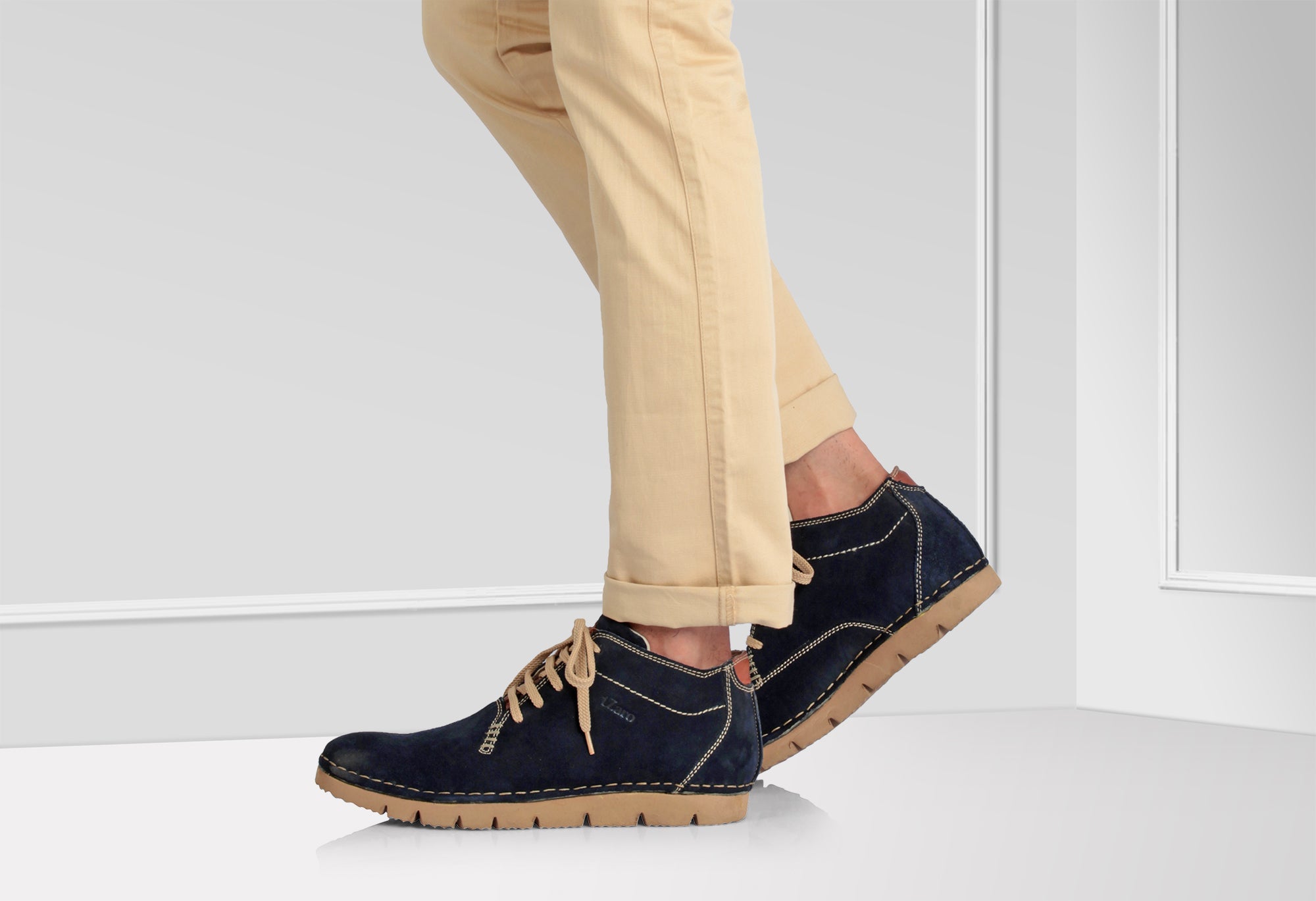 Pure Leather Navy Blue Low Ankle Boots - Blue Luke, AG7702BLU - Showcase Image 2