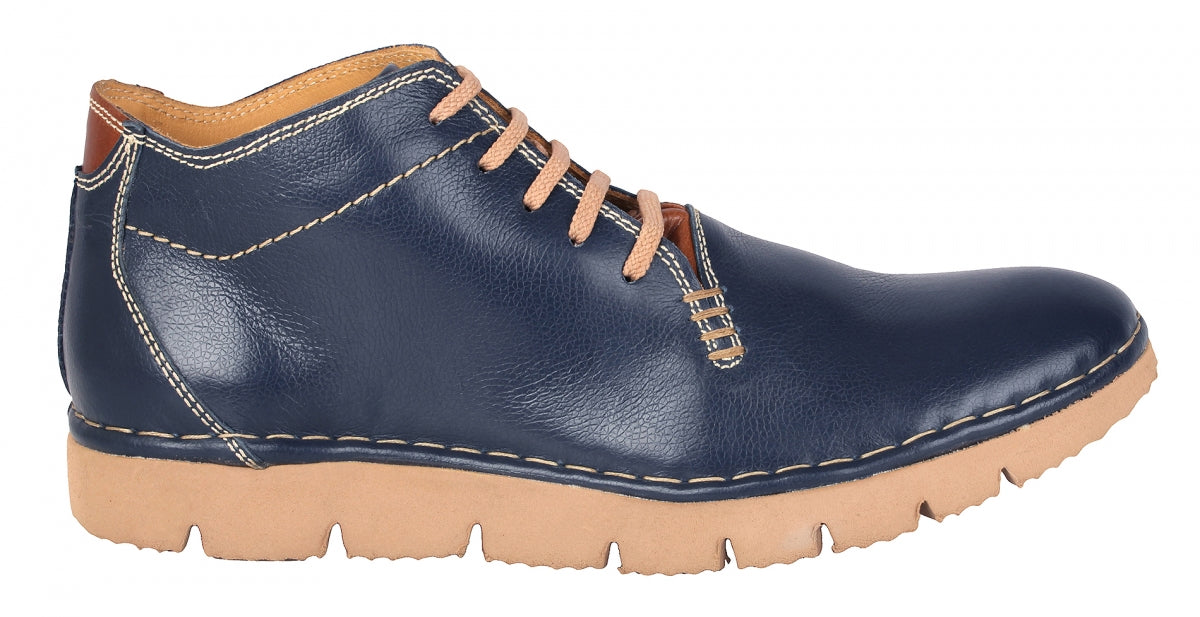 TZARO Genuine Leather Blue Color Low Ankle Boots - Luca Brazi, AG7703NAV