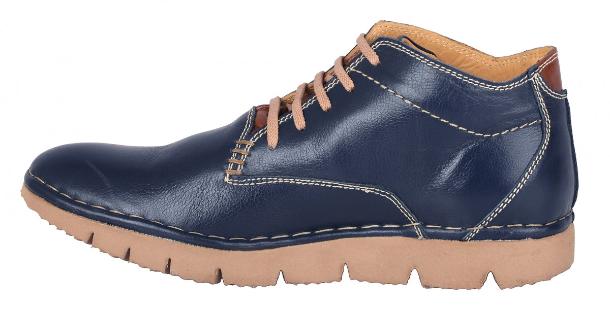 TZARO Genuine Leather Blue Color Low Ankle Boots - Luca Brazi, AG7703NAV
