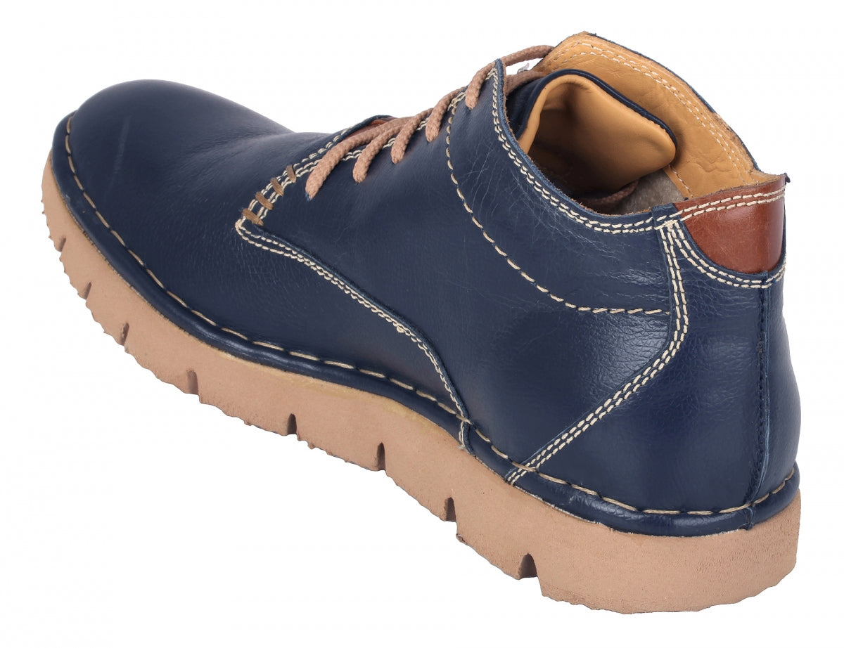 TZARO Genuine Leather Blue Color Low Ankle Boots - Luca Brazi, AG7703NAV