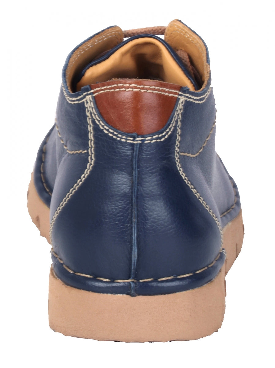 TZARO Genuine Leather Blue Color Low Ankle Boots - Luca Brazi, AG7703NAV