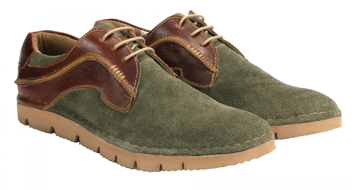 Pure Leather Low Ankle Olive Green Derby - Amazon, AG7705WVGR