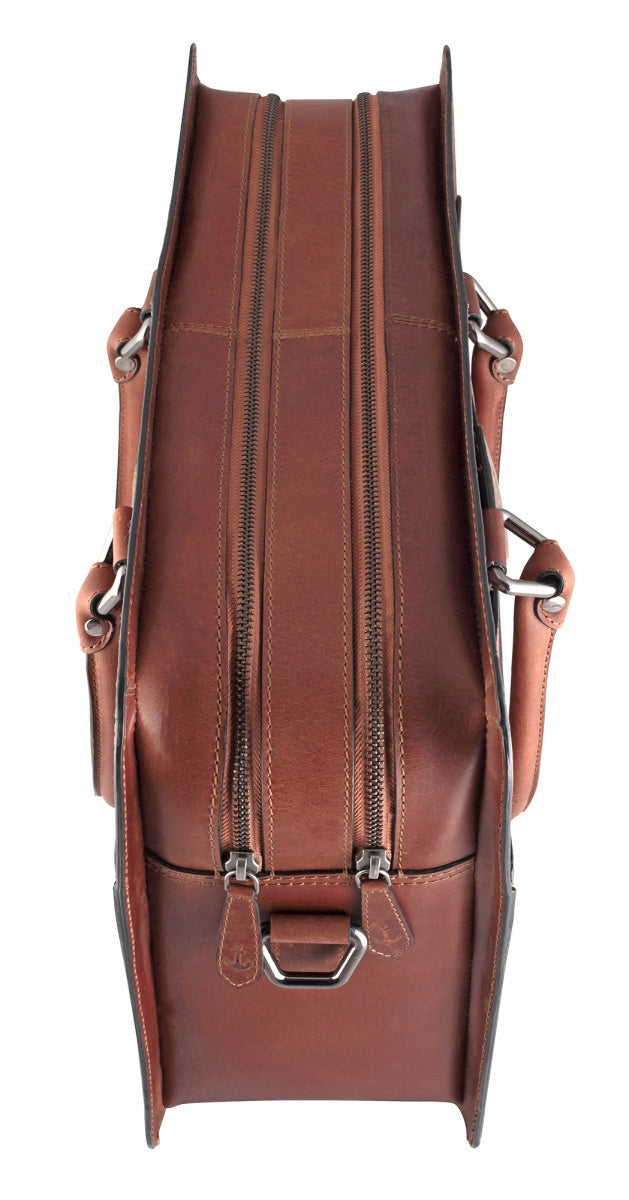TZARO Heavy Duty Genuine Leather Laptop Bag Alexander(Dark Tan)- AlexanderDTAN
