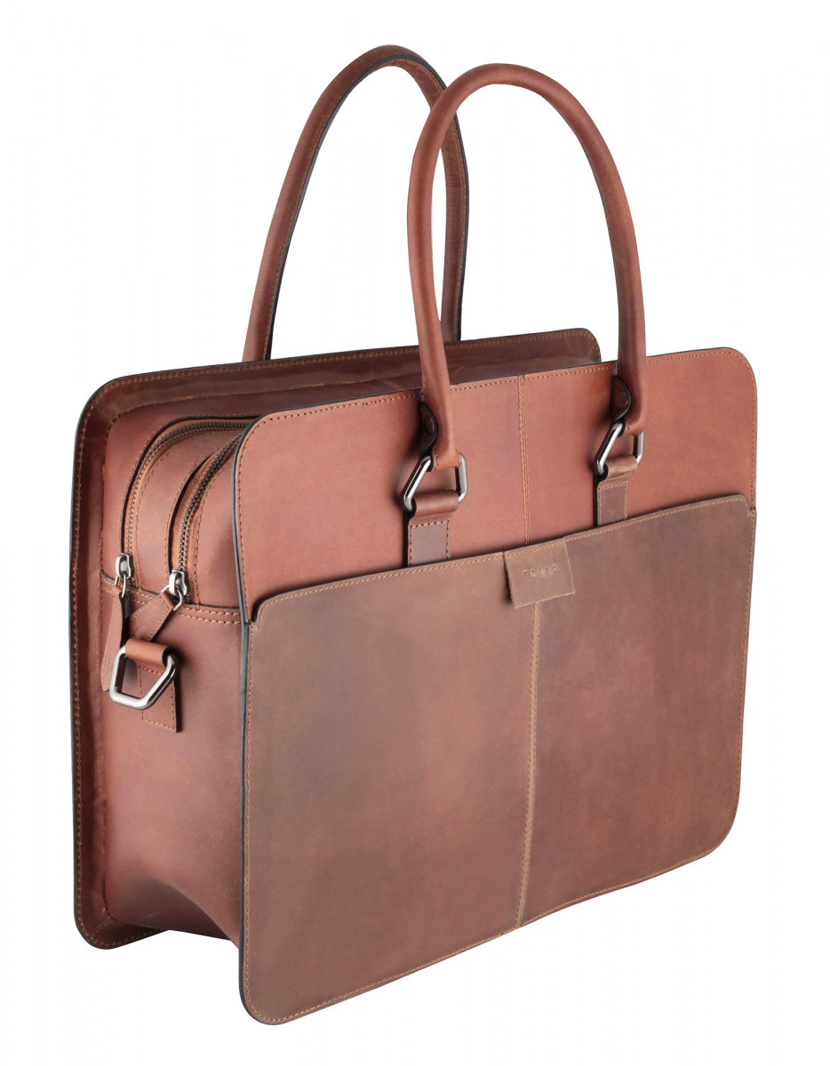 TZARO Heavy Duty Genuine Leather Laptop Bag Alexander(Tan Brown)