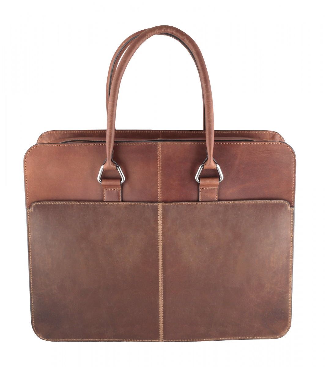 TZARO Heavy Duty Genuine Leather Laptop Bag Alexander(Tan Brown)