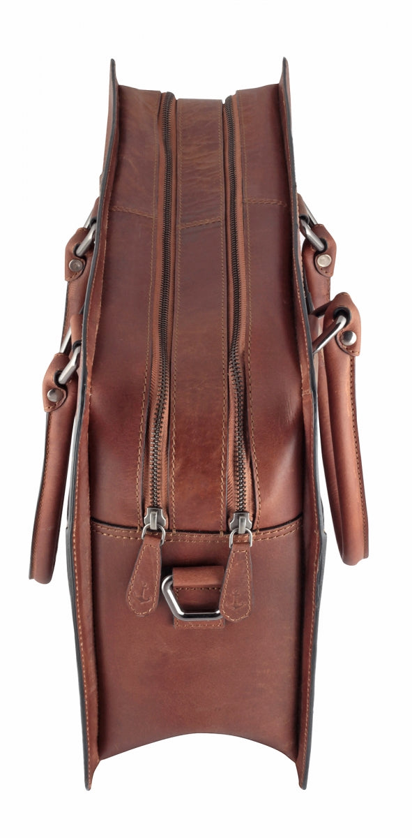 TZARO Heavy Duty Genuine Leather Laptop Bag Alexander(Tan Brown)