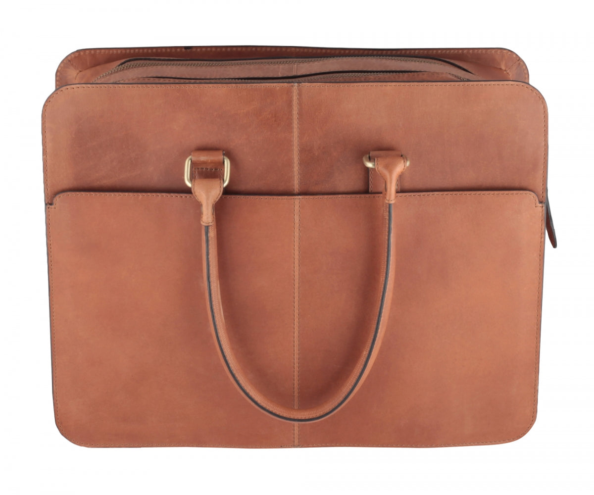 TZARO Heavy Duty Genuine Leather Laptop Bag Alexander(Tan)