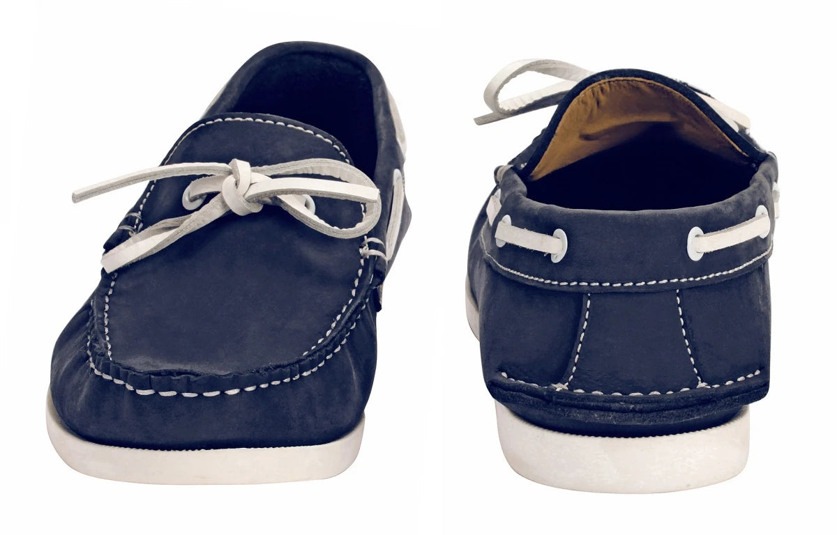 Pure Leather Classic Navy-Blue Boat Shoes - INS VIRAT, BOAT100ABLU