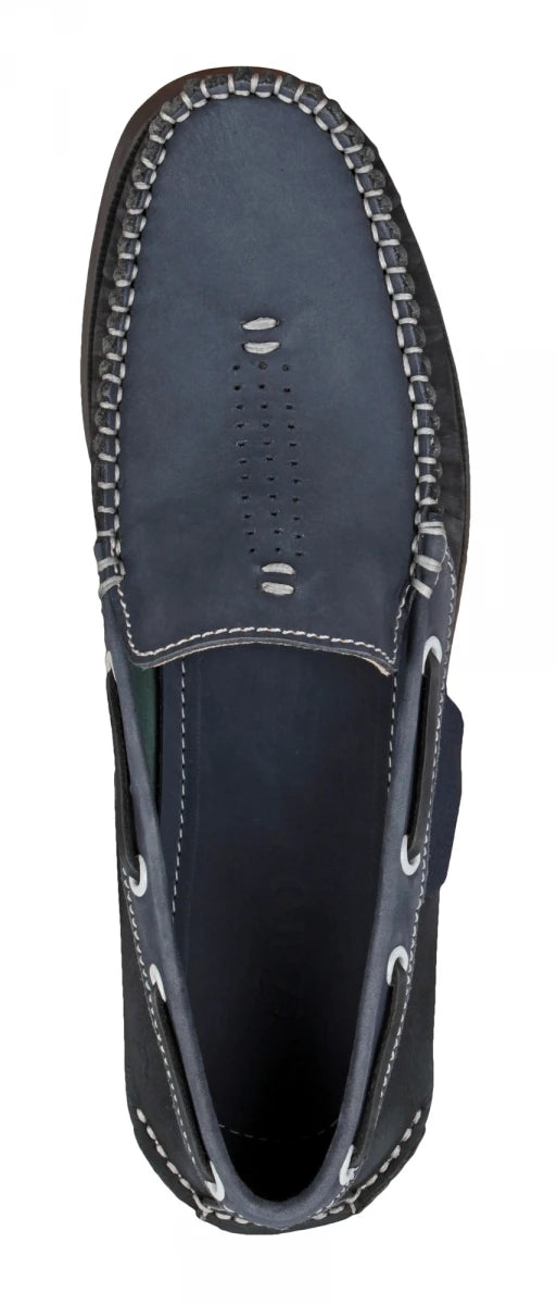 Pure Leather Navy Blue Boat Shoes - USS Nimitz, BOAT101BLBK