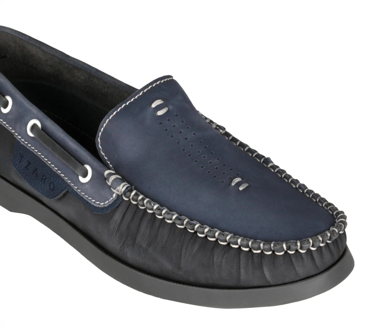 Pure Leather Navy Blue Boat Shoes - USS Nimitz, BOAT101BLBK