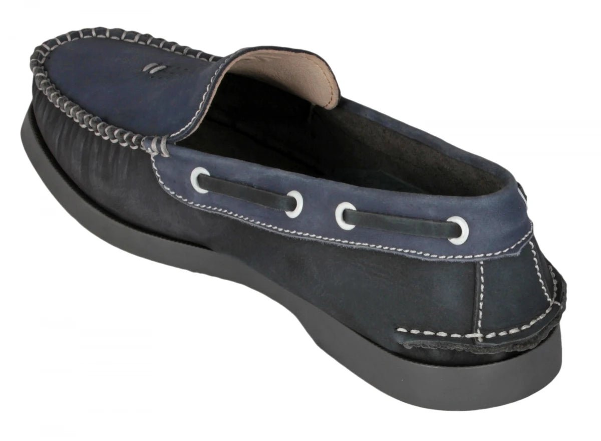 Pure Leather Navy Blue Boat Shoes - USS Nimitz, BOAT101BLBK