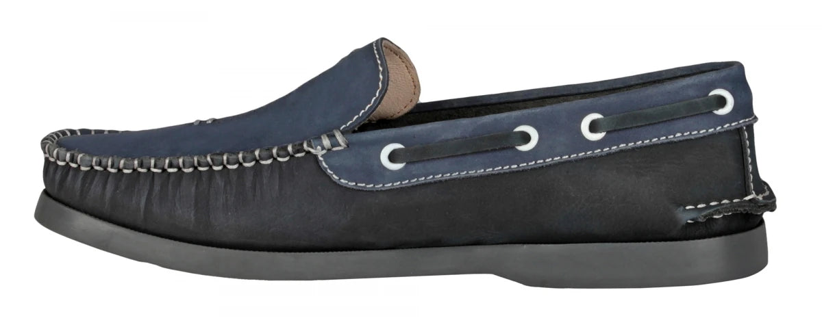 Pure Leather Navy Blue Boat Shoes - USS Nimitz, BOAT101BLBK