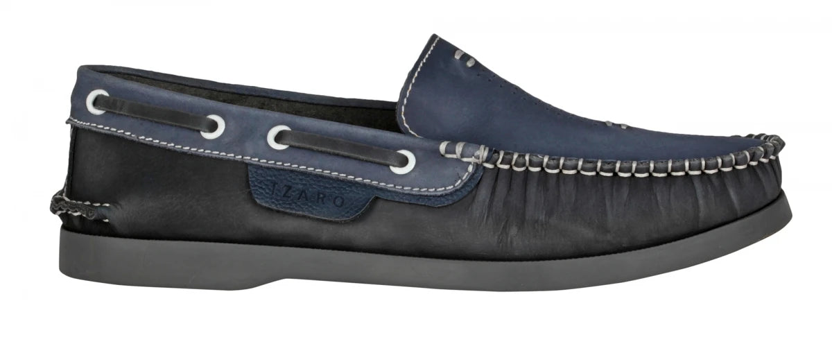 Pure Leather Navy Blue Boat Shoes - USS Nimitz, BOAT101BLBK