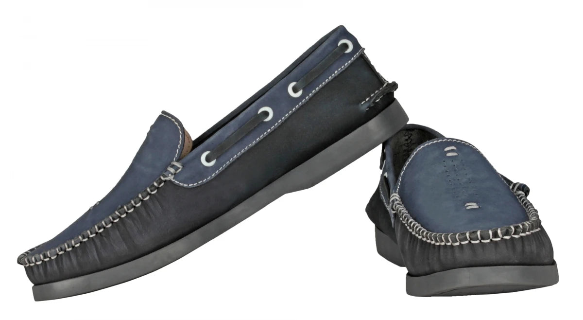 Pure Leather Navy Blue Boat Shoes - USS Nimitz, BOAT101BLBK