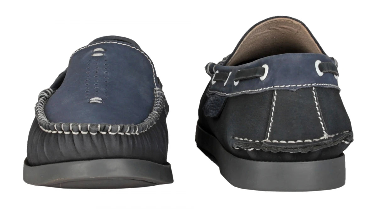 Pure Leather Navy Blue Boat Shoes - USS Nimitz, BOAT101BLBK