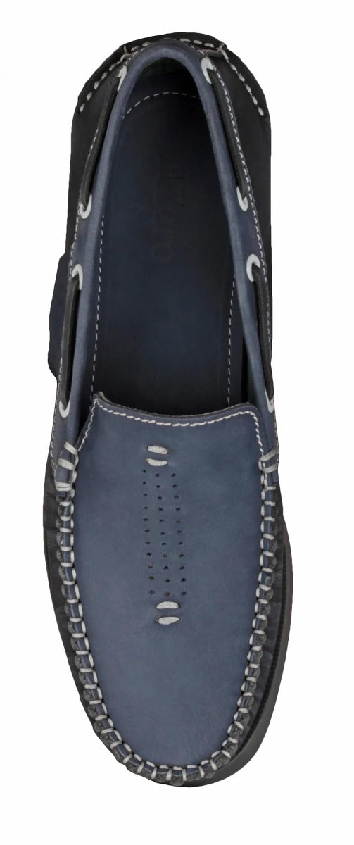 Pure Leather Navy Blue Boat Shoes - USS Nimitz, BOAT101BLBK