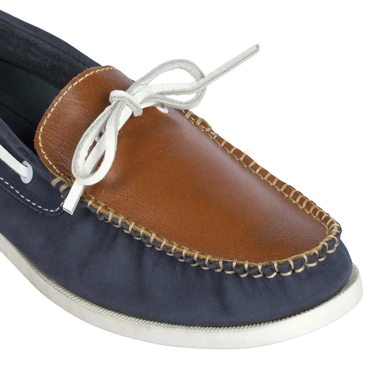 Pure Leather Twin Color (Navy-Blue & Tan) - Noah, BOAT107BLUTN
