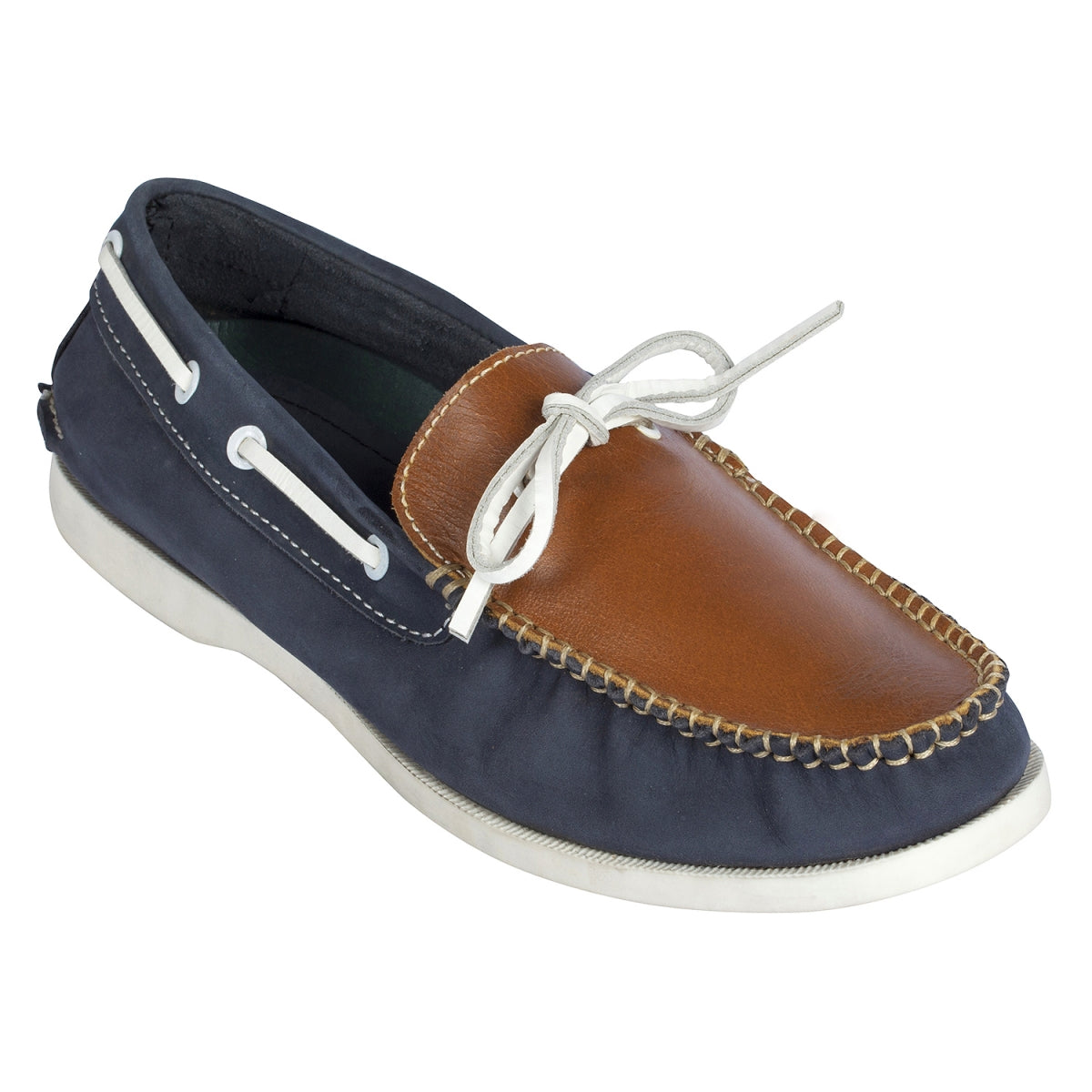 Pure Leather Twin Color (Navy-Blue & Tan) - Noah, BOAT107BLUTN