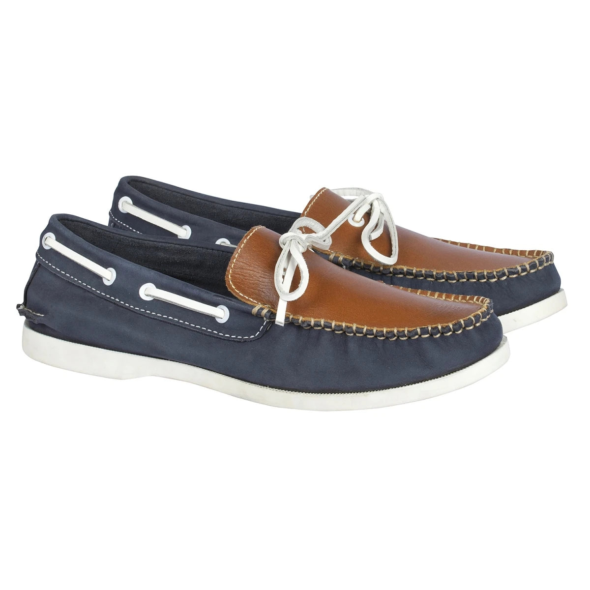 Pure Leather Twin Color (Navy-Blue & Tan) - Noah, BOAT107BLUTN