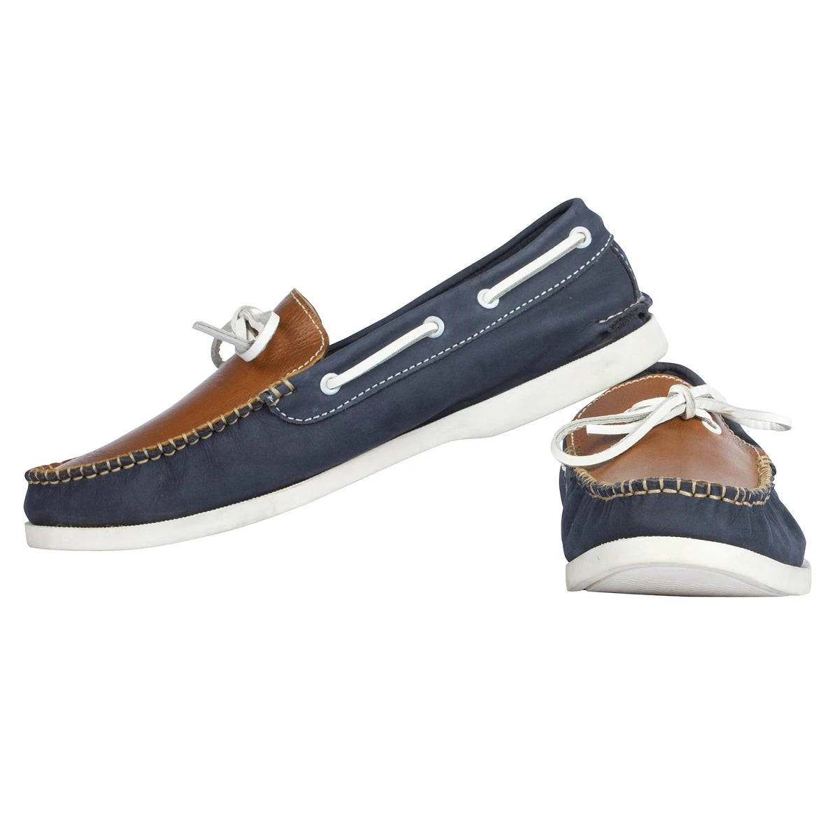 Pure Leather Twin Color (Navy-Blue & Tan) - Noah, BOAT107BLUTN