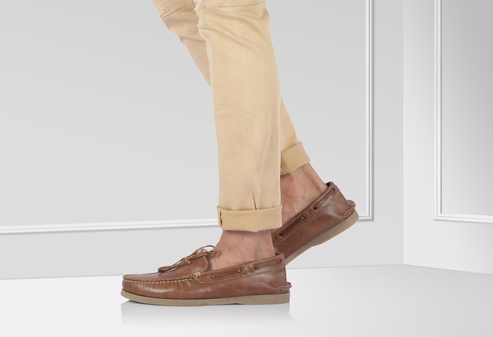 Pure Leather Brown Boat Shoes - Hobart, BOAT112BRW - Showcase Image 1