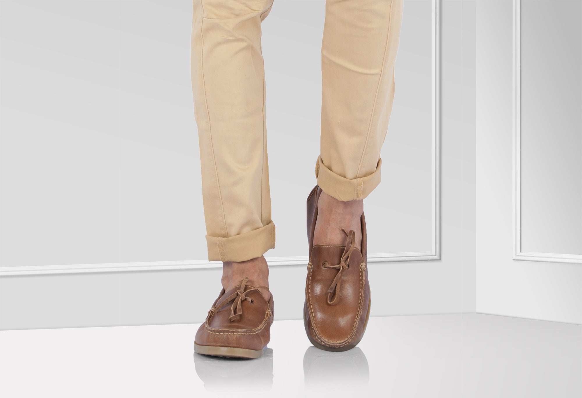 Pure Leather Brown Boat Shoes - Hobart, BOAT112BRW - Showcase Image 2