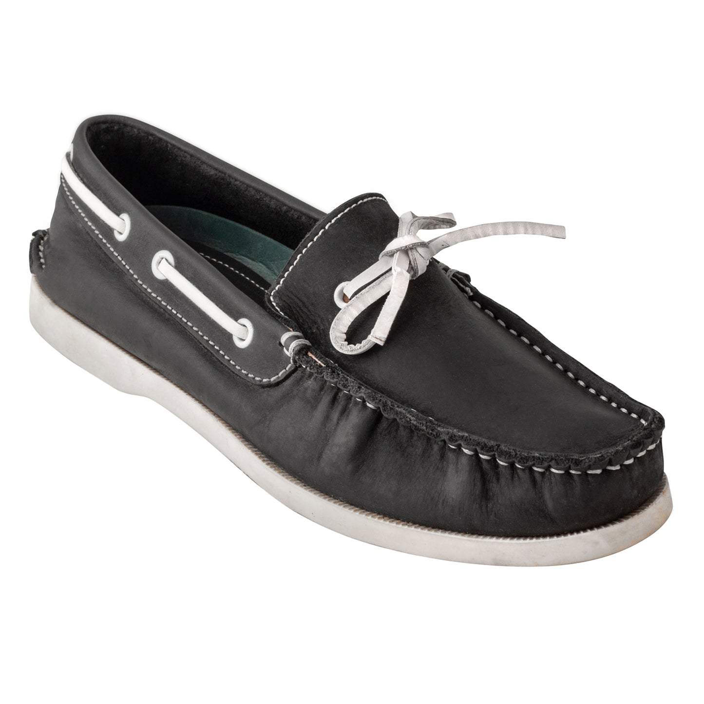 Pure Leather Black Boat Shoes - INS VIRAT, BOAT116NUBLK