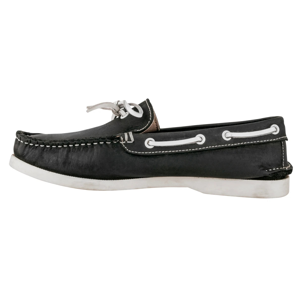 Pure Leather Black Boat Shoes - INS VIRAT, BOAT116NUBLK